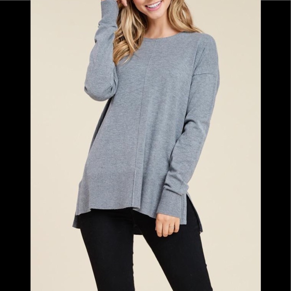 **LAST ONE!** Boutique Grey Center Seamed Sweater - Picture 1 of 6
